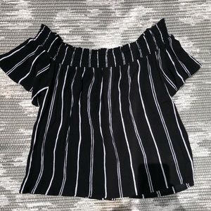 Black and white striped blouse
